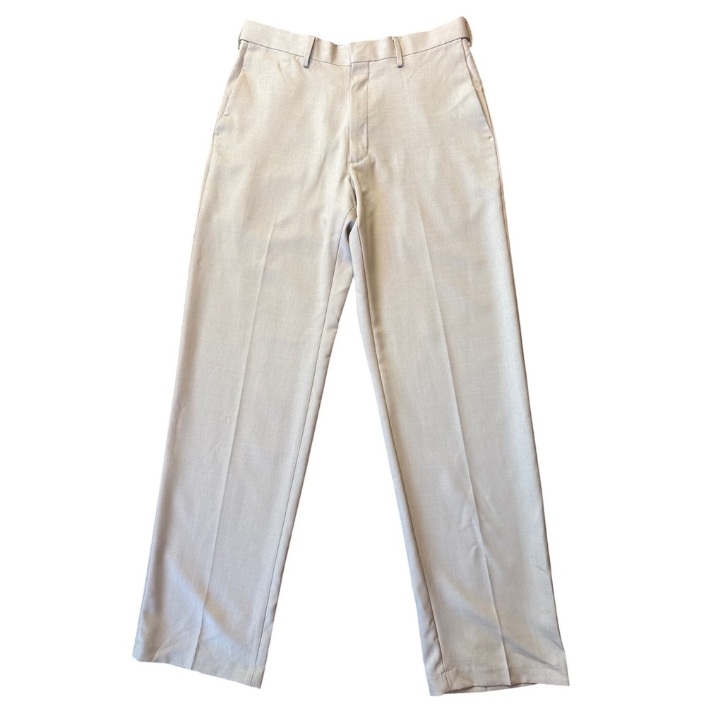 Haggar Dress Pant Mens 32x32 Tan Premium Stretch Classic Fit Trousers